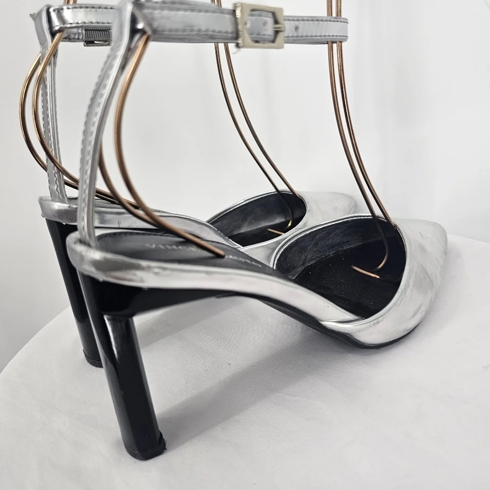 Vince Camuto Talayem Silver‎ Heels Size 6 Pointed Toe Ankle Strap